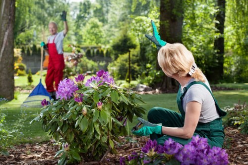 Team of gardeners beginning a job with equipment in Shoreditch